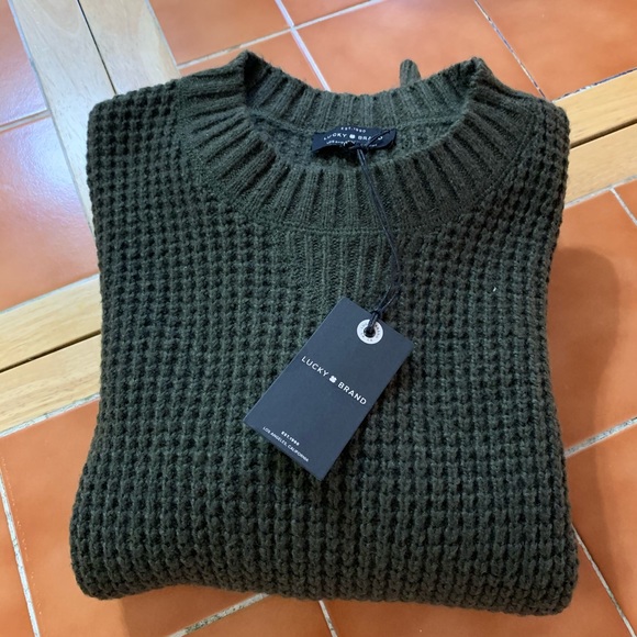Sweater Lucky Brand size L NWT green olive - Picture 4 of 12